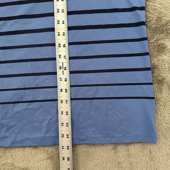 Talbots Blouse 2XL Petite 2X Square Neck Shirt Blue Navy Stripe Silky 3/4 Sleeve - Picture 4 of 5